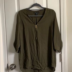 Moss Green Blouse with Gold Accents